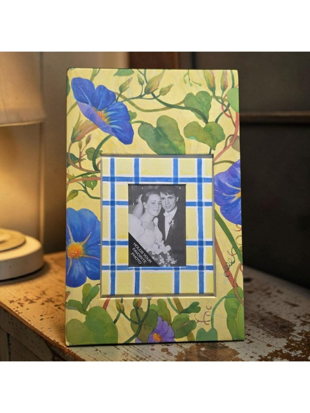 Floral Hardcover Writing Journal With Photo Frame Blue Ribbon Bookmark
